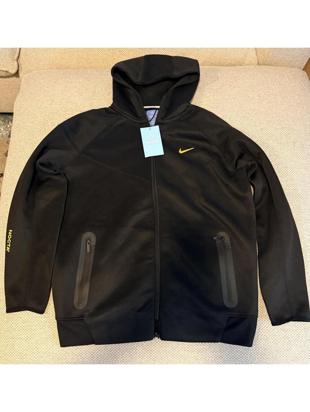 Nike NOCTA Black Full-Zip Hoodie with Yellow Accents